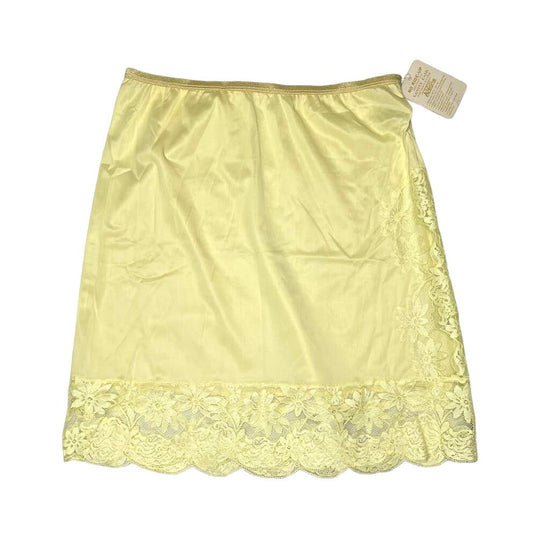 NOS Vintage Vanity Fair Yellow Skirt Slip with lace size Small