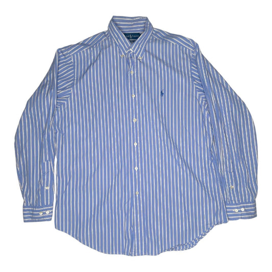 90's Ralph Lauren Polo Blue Striped Dress Shirt Size 16.5 Baggy Fit