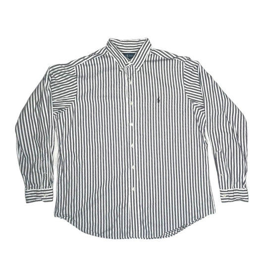 90's Ralph Lauren Polo Blue Striped Dress Shirt Size XL Baggy Fit Buttery soft