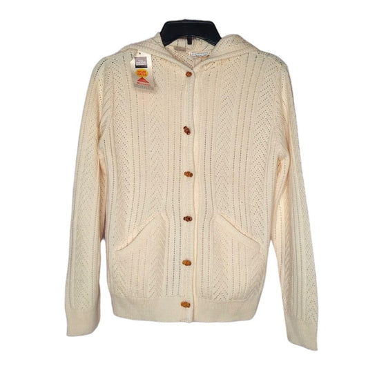 Vintage Cream Hoodie Cardigan Sweater Size S/M