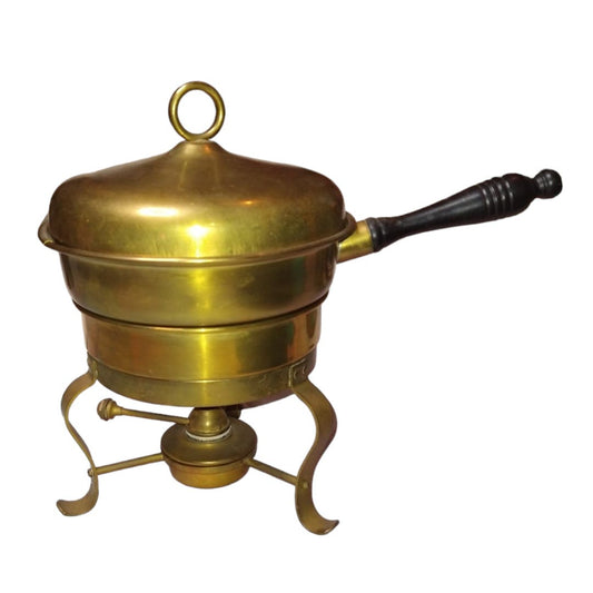 MCM Brass Chafing Dish Fondue Pot with Oil Wick Burner