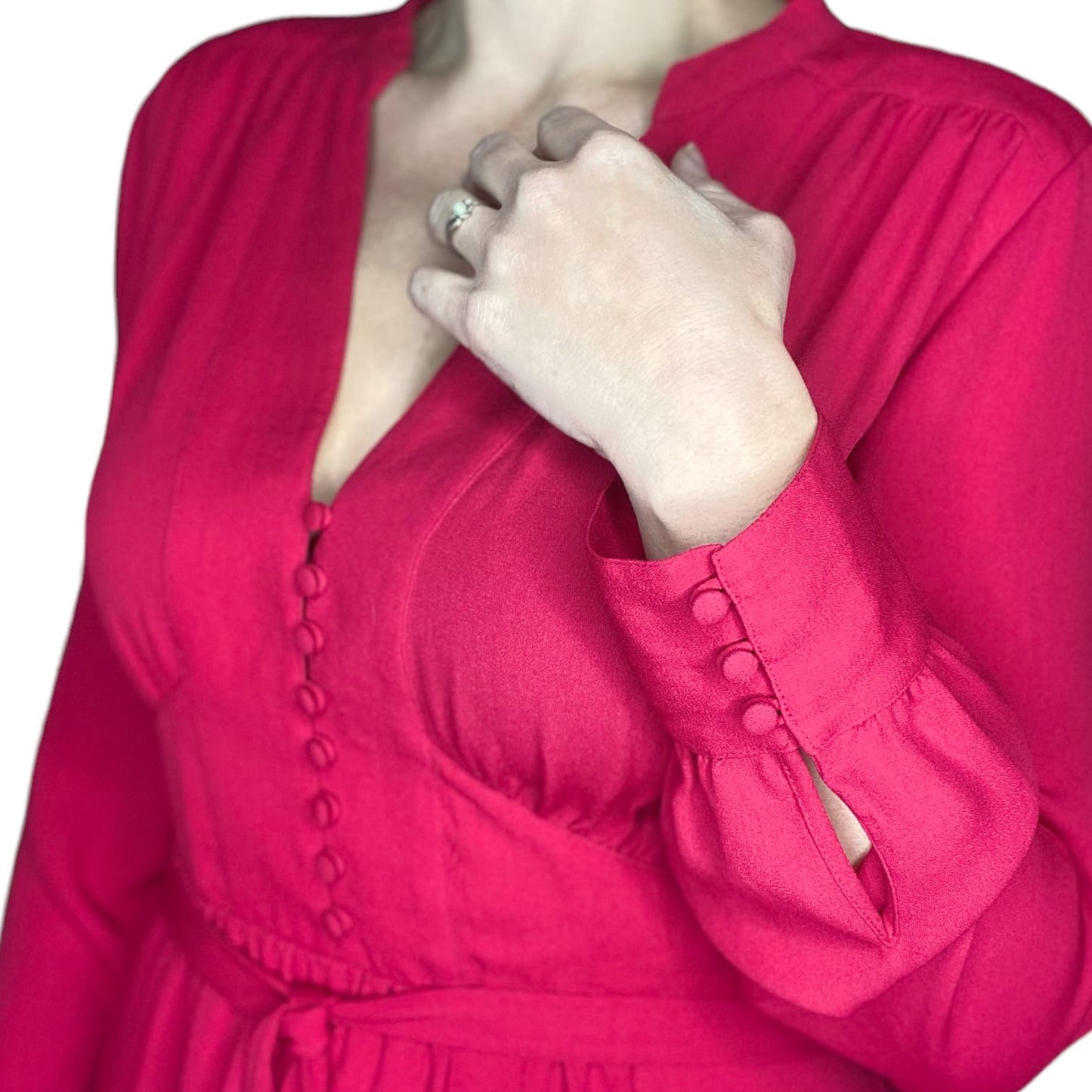 40's Vintage Style Pink Long Sleeve Dress size Large
