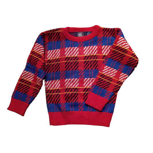 NWOT 80's Vintage Red Plaid Sweater Kids Unisex