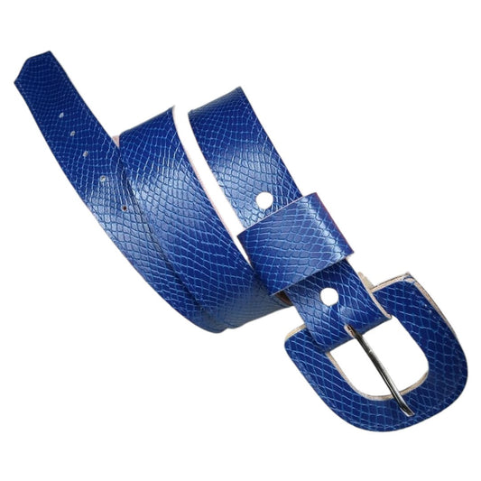 Vintage Blue Snakeskin Leather Belt size Medium