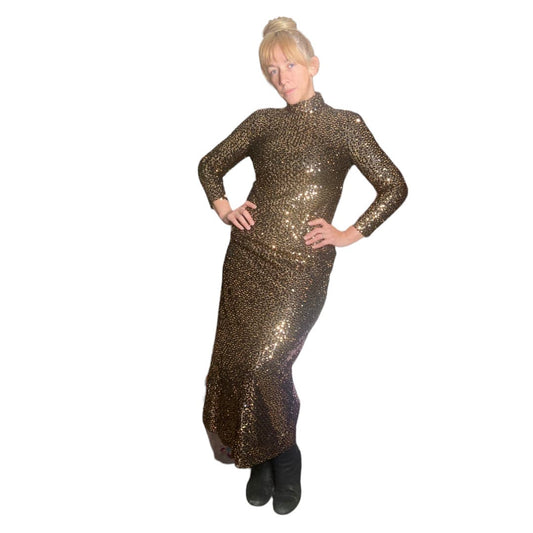 60's Vintage Bronze Sequin Evening Gown size 10